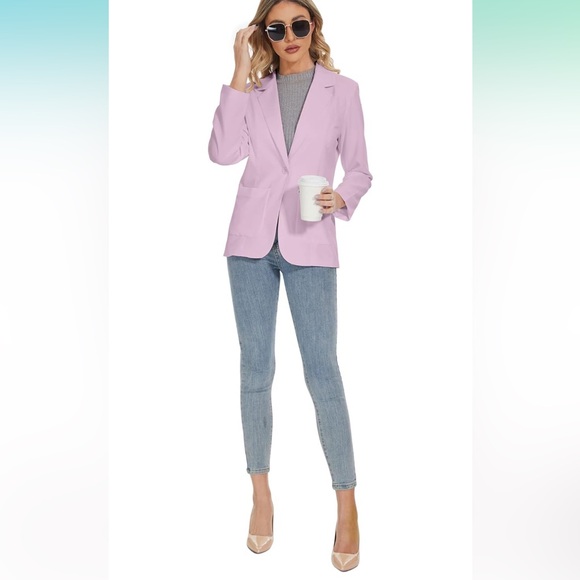 Womens Casual Blazers Long Sleeve Front Notch Lapel Collar Blazers with Pockets - Picture 1 of 8
